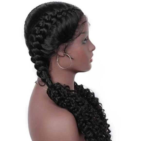 BLACK 28” Braided Dutch Twin lace front Wig *NEW*